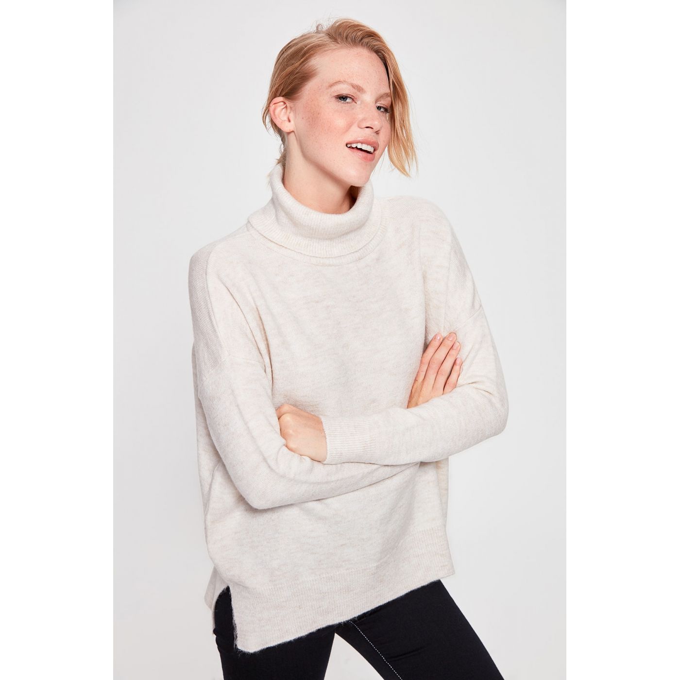 Trendyol Ecru Fisherman Collar Knitwear Sweater