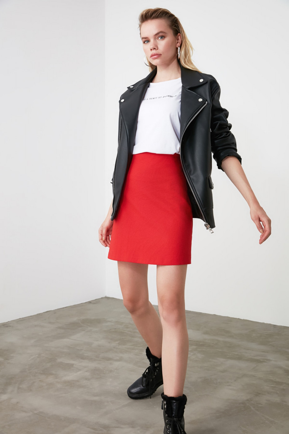Trendyol Red Straight Skirt