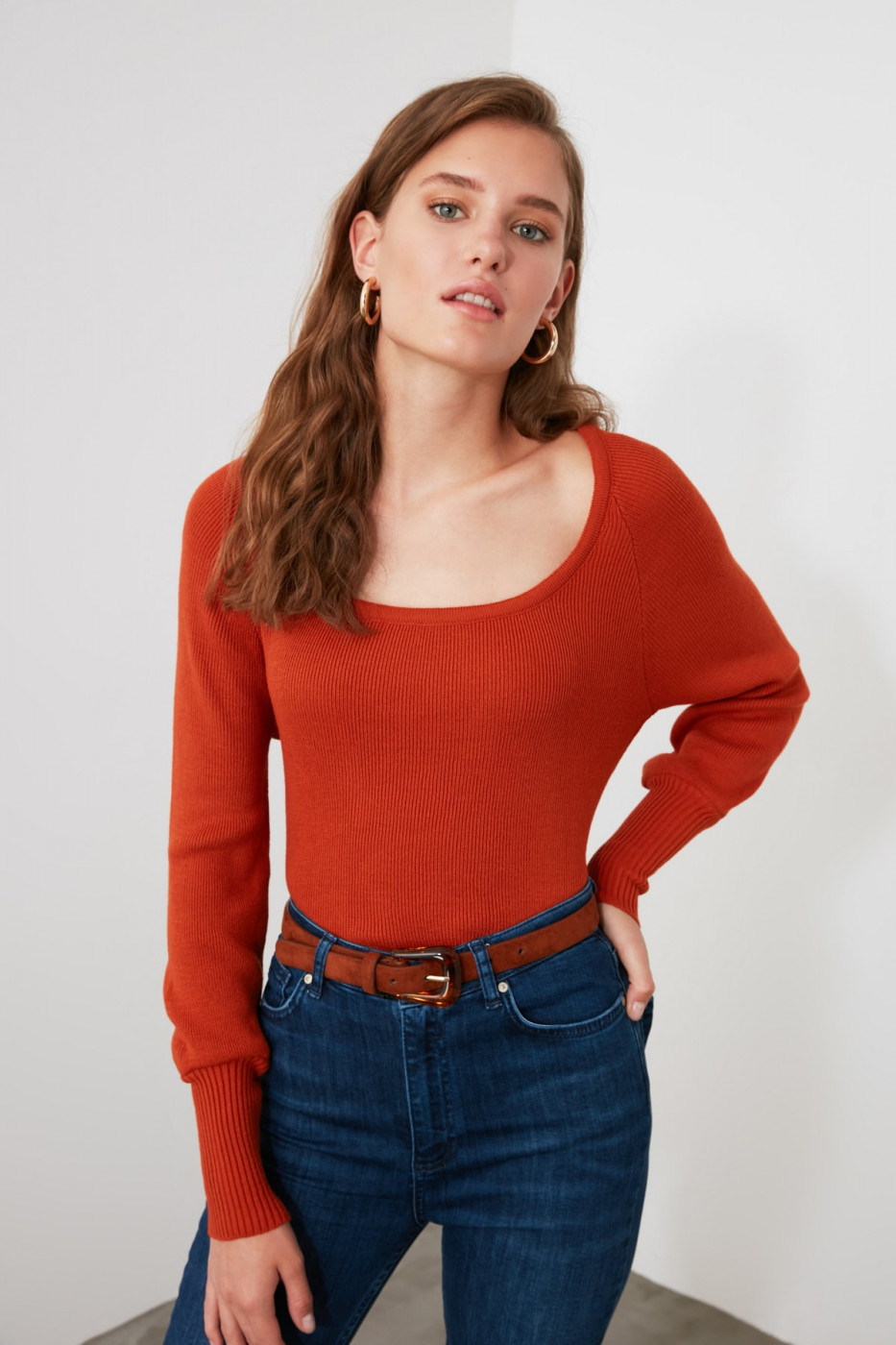 Trendyol Tinted U Collar Knit Sweater