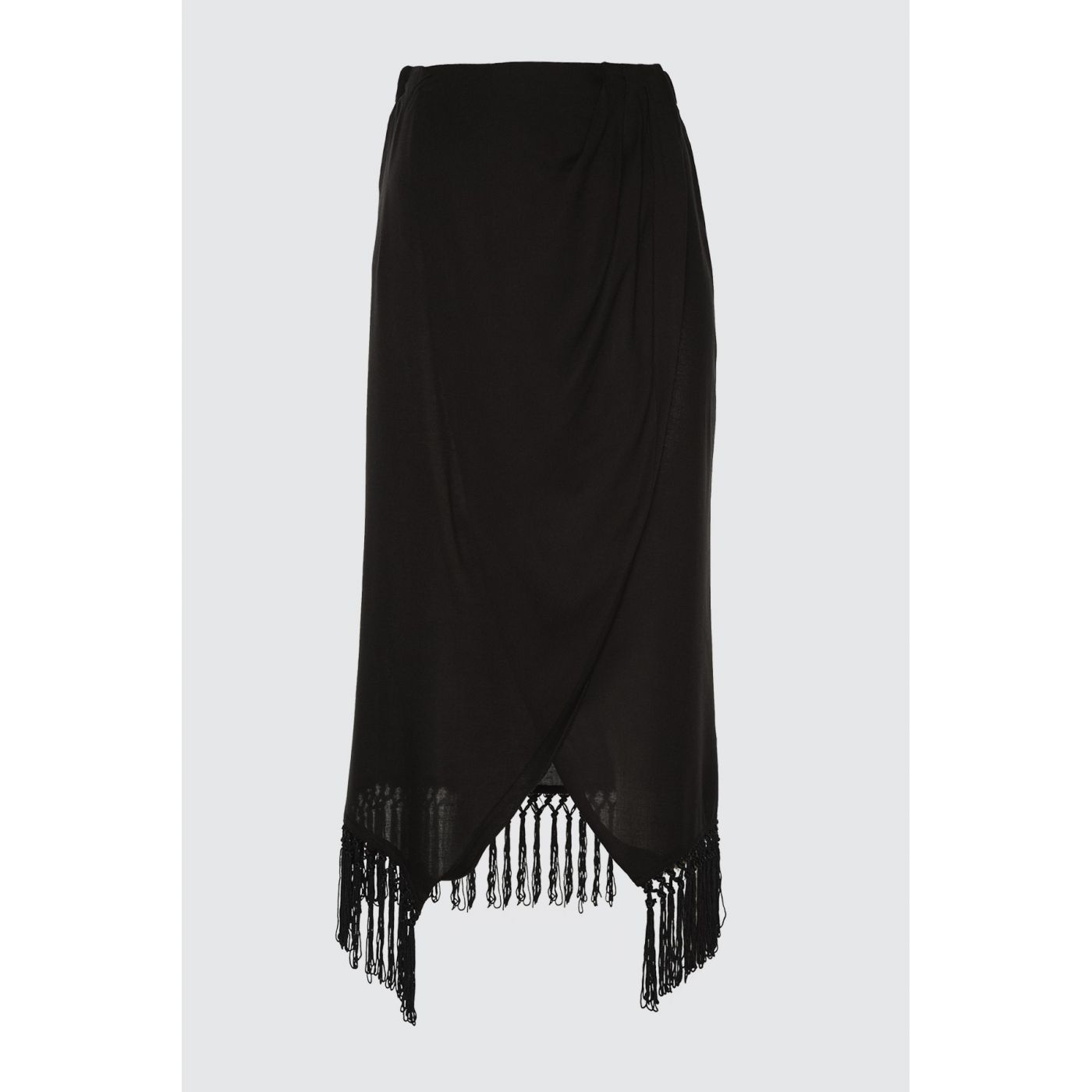 Trendyol Black Tassel Detailed Viscoon Skirt