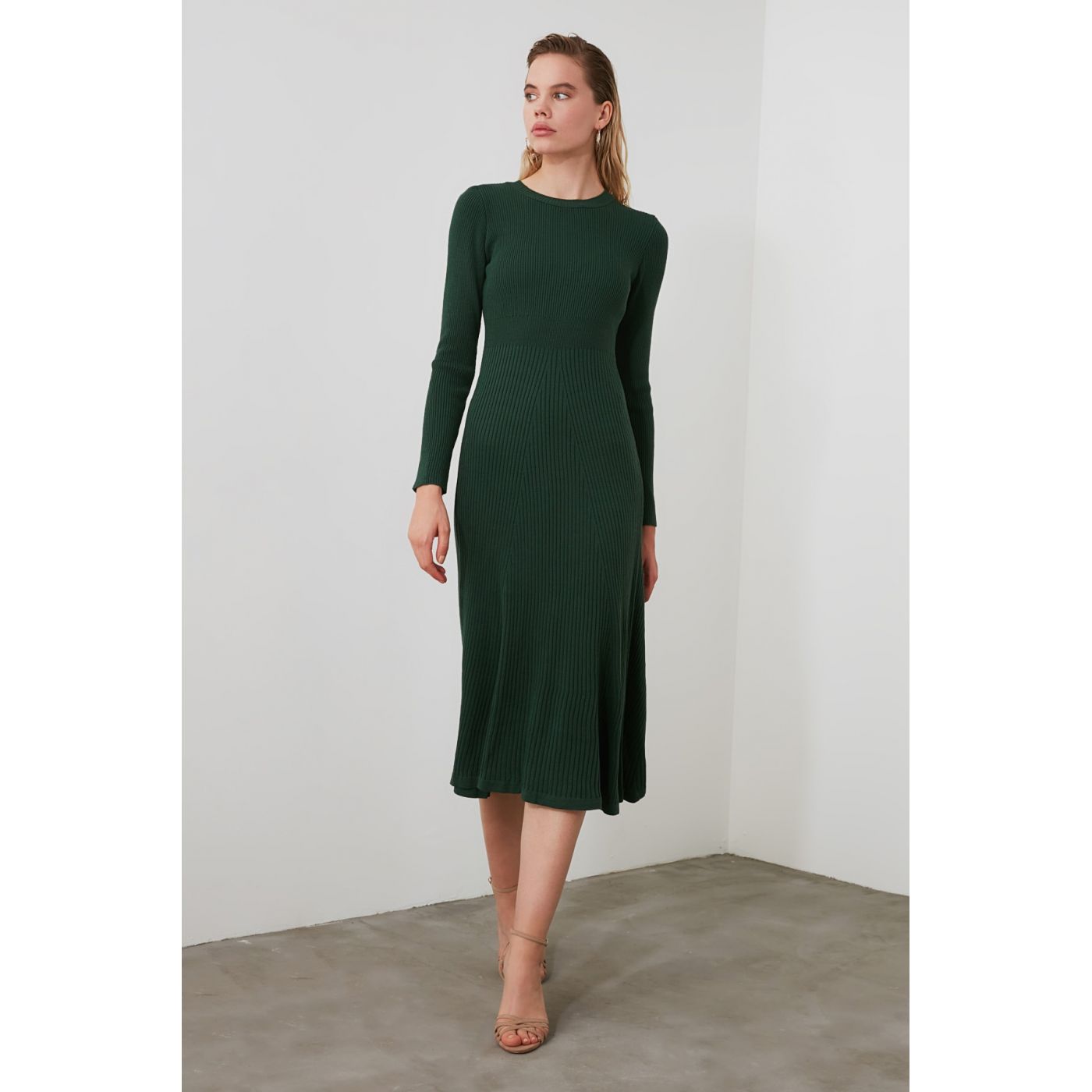 Trendyol Green Bike Collar Knitwear Dress