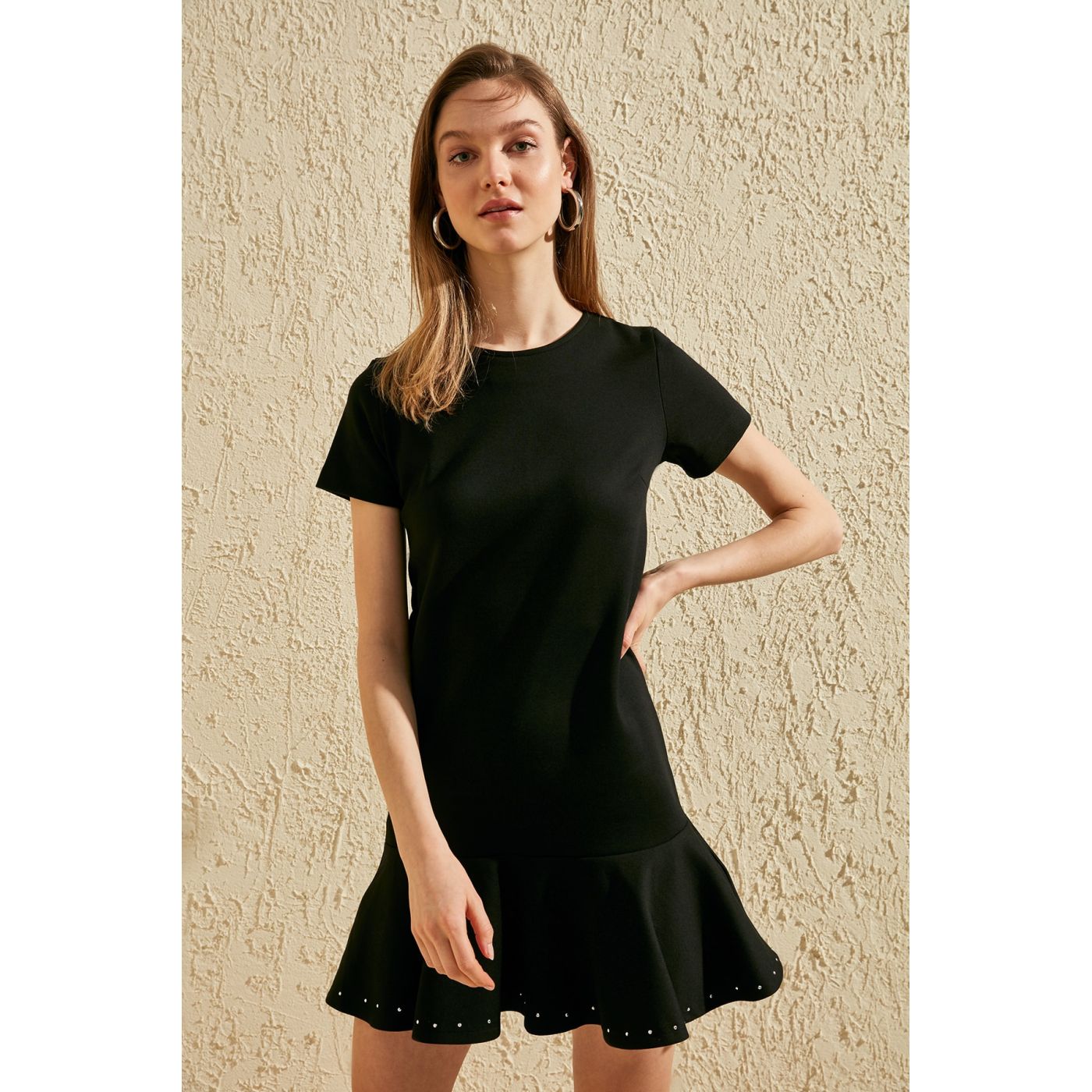 Trendyol Black Skirt Tip Volli Knitted Dress