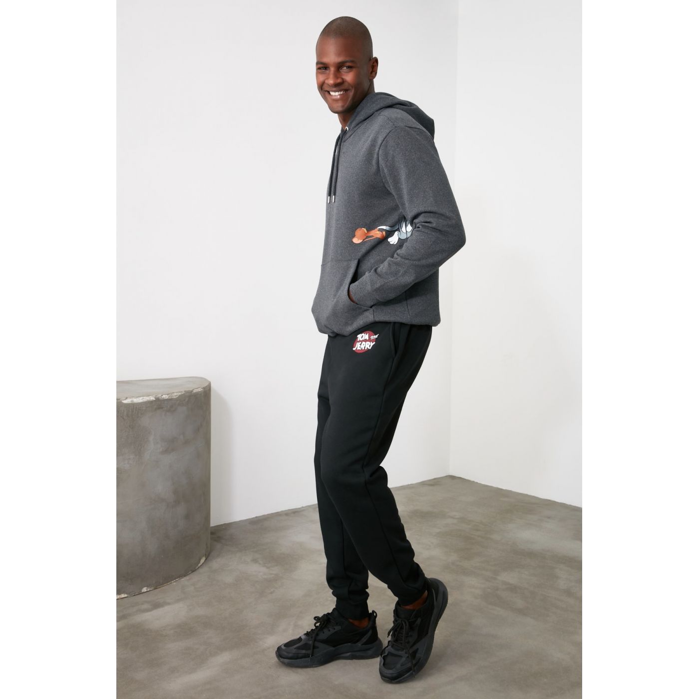 Trendyol Black Male Tom & Jerry Printed Licensed Tracksuit bottom