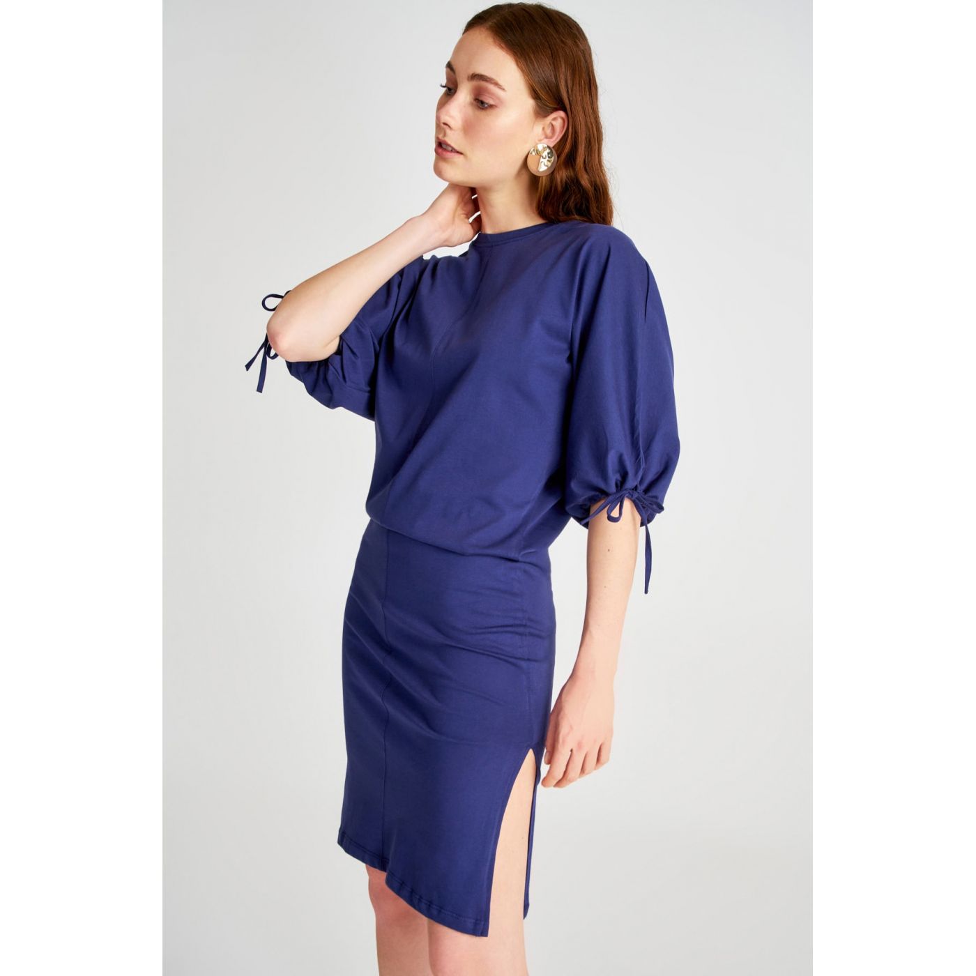 Trendyol Navy Sleeve Detailed Knitting Dress