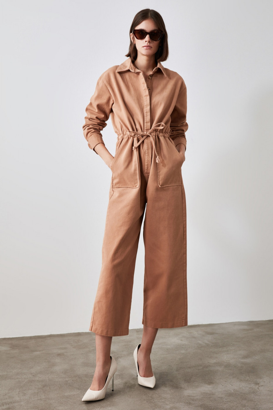 Trendyol Camel Binding Detailed Jumpsuit