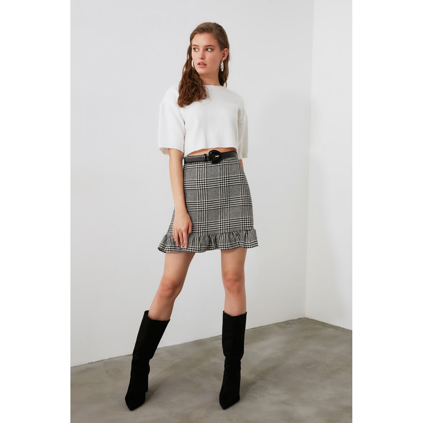 Trendyol Grey Flywheel Skirt
