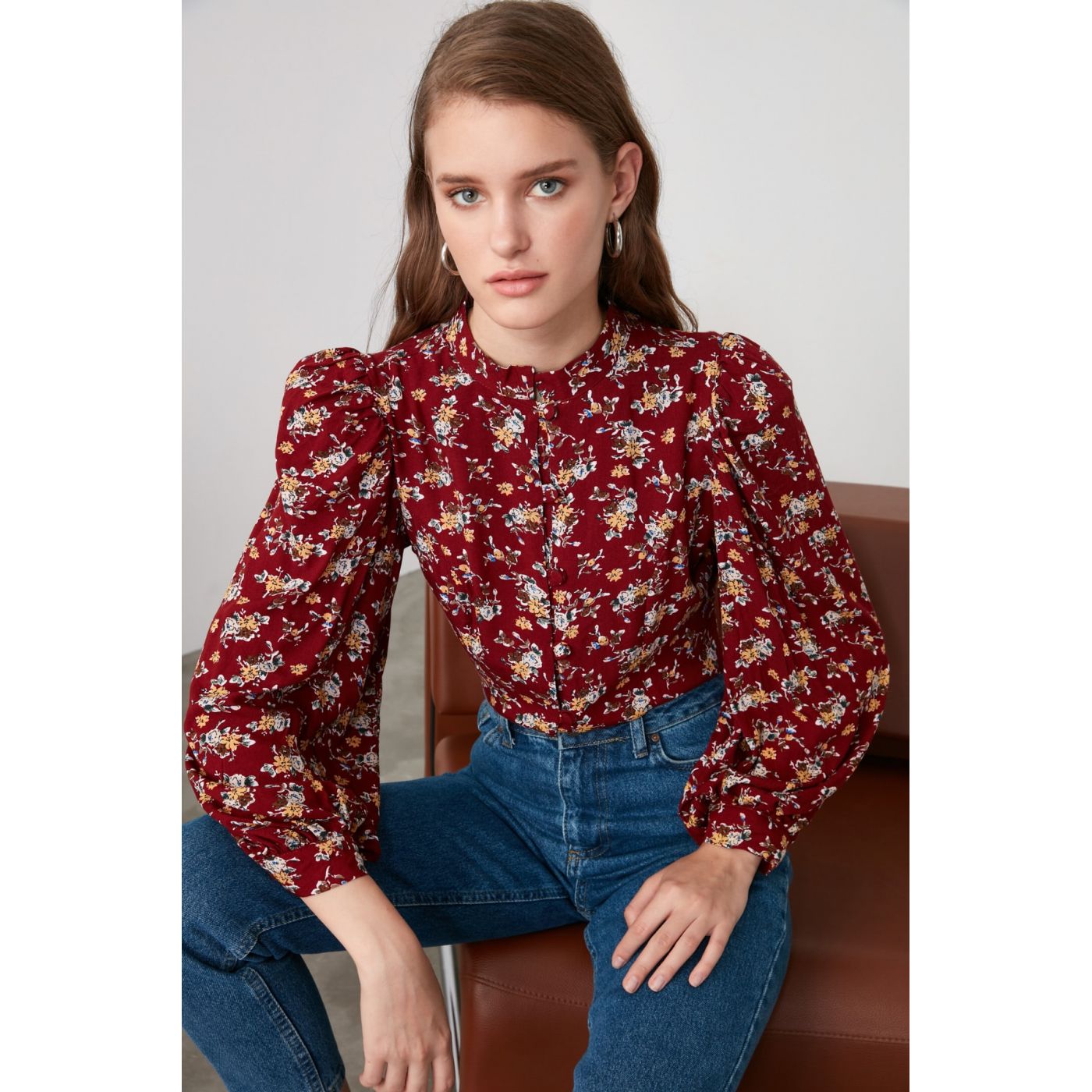 Trendyol Brown Shoulder Detailed Shirt