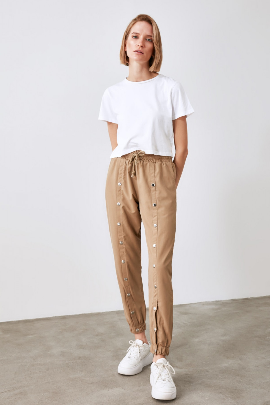 Trendyol Camel Studs Loose Jogger Sports Tracksuit bottom