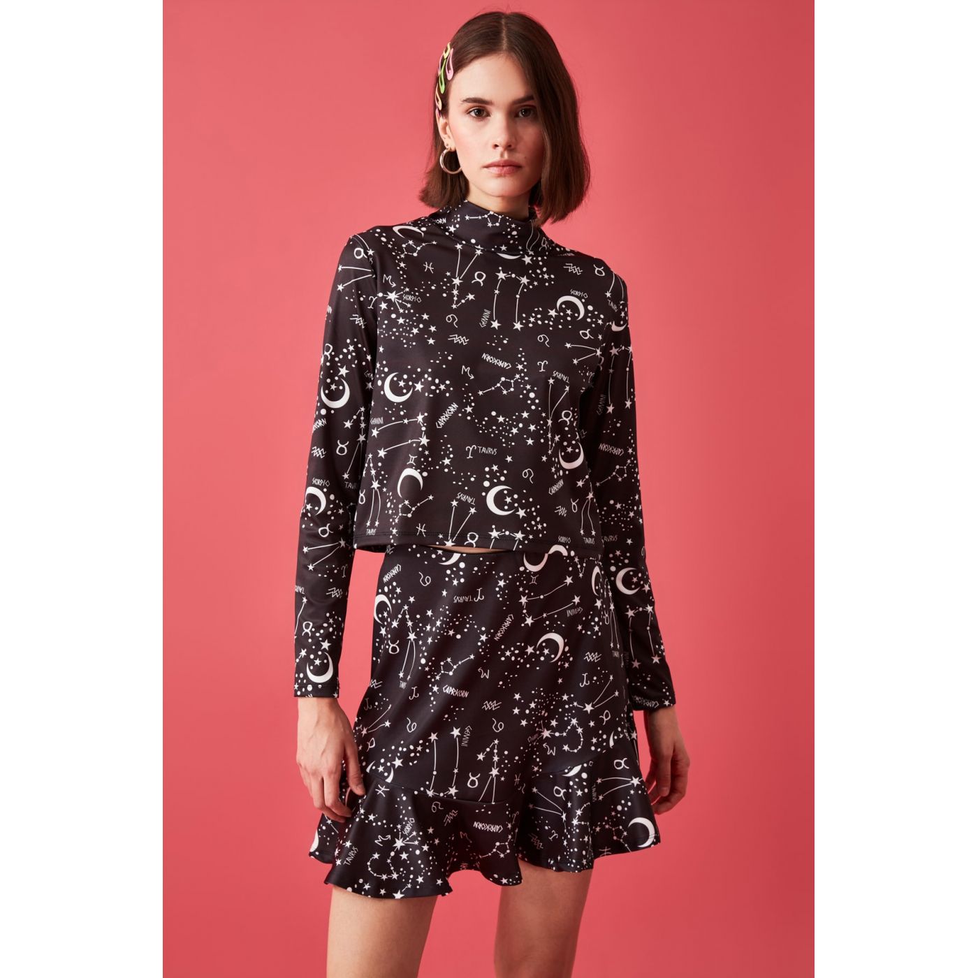 Trendyol Black Printed Knitted Blouse