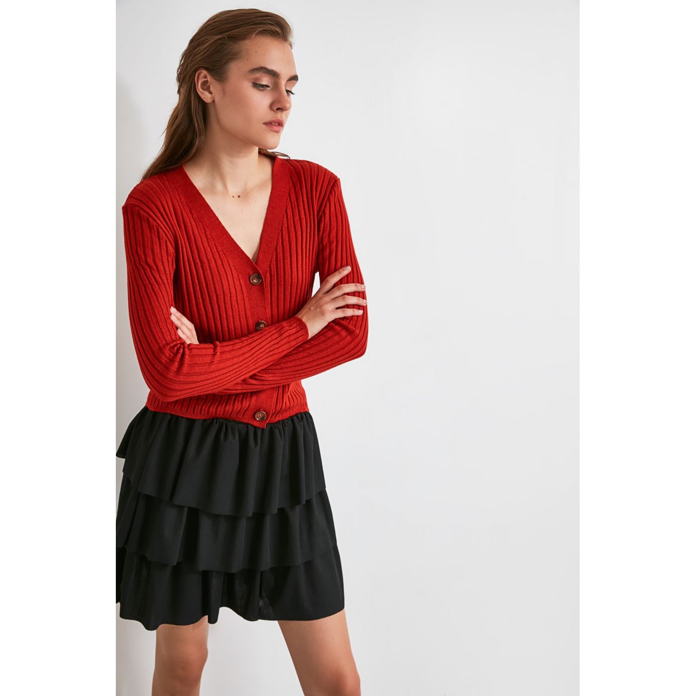 Trendyol Coral ButtonKwear Cardigan