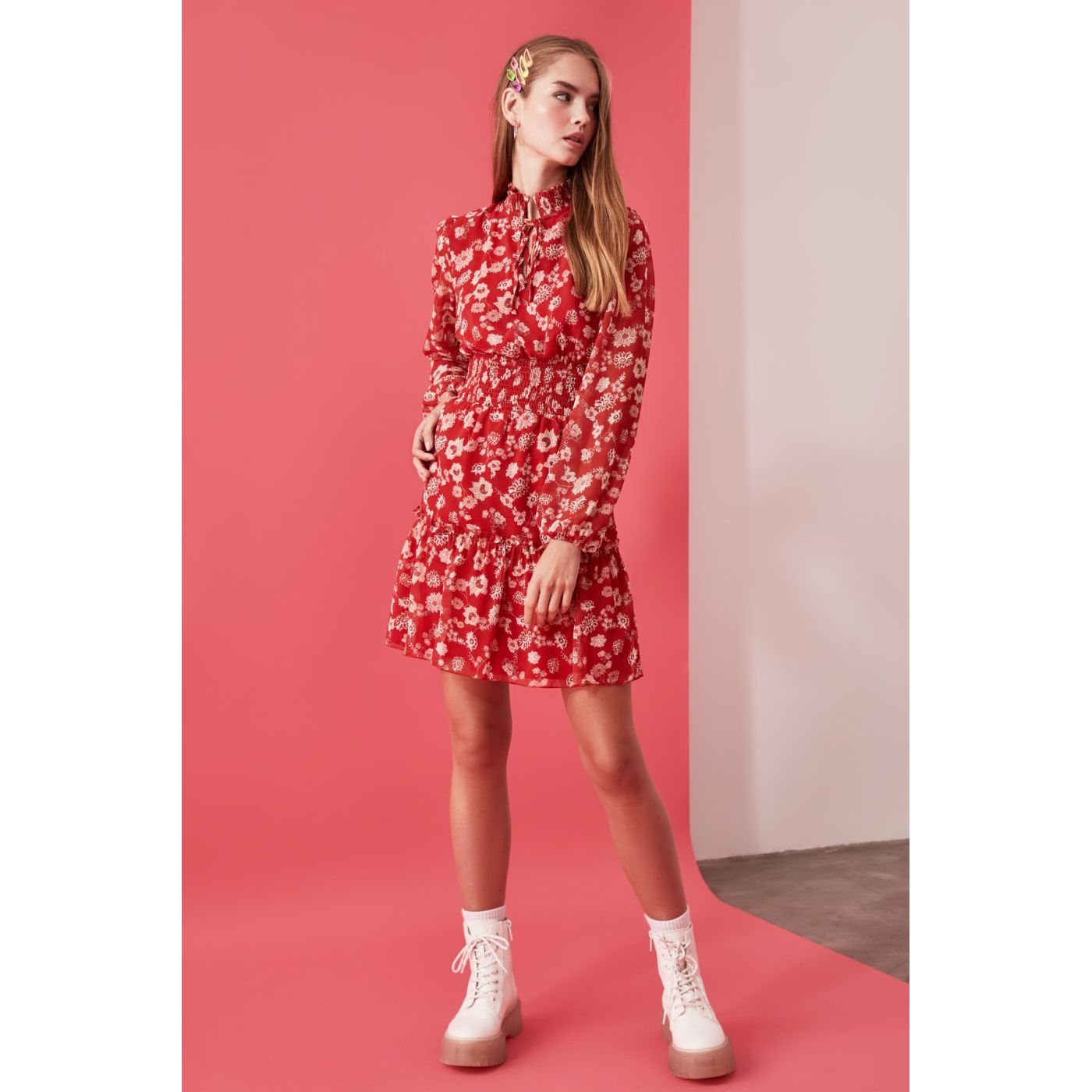 Trendyol MultiColored Waist Gathered Dress