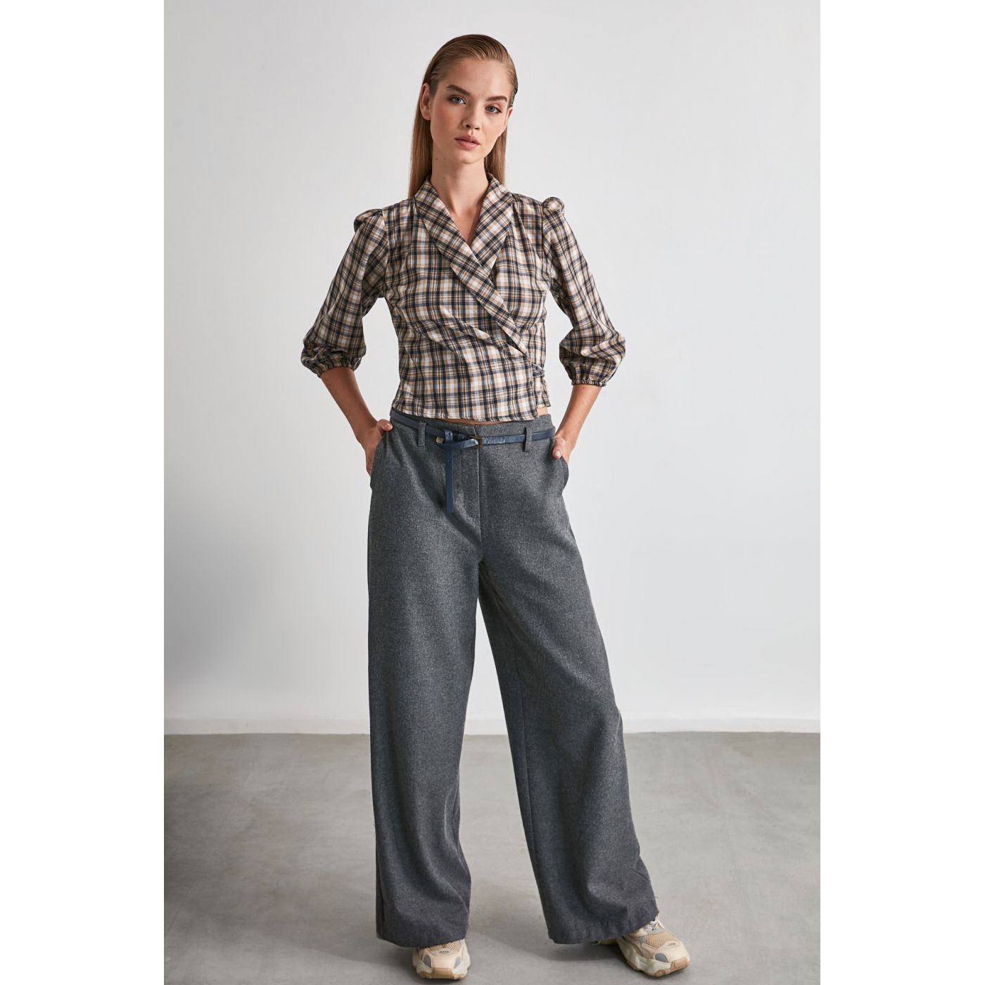 Trendyol Anthracite Baggy Trousers