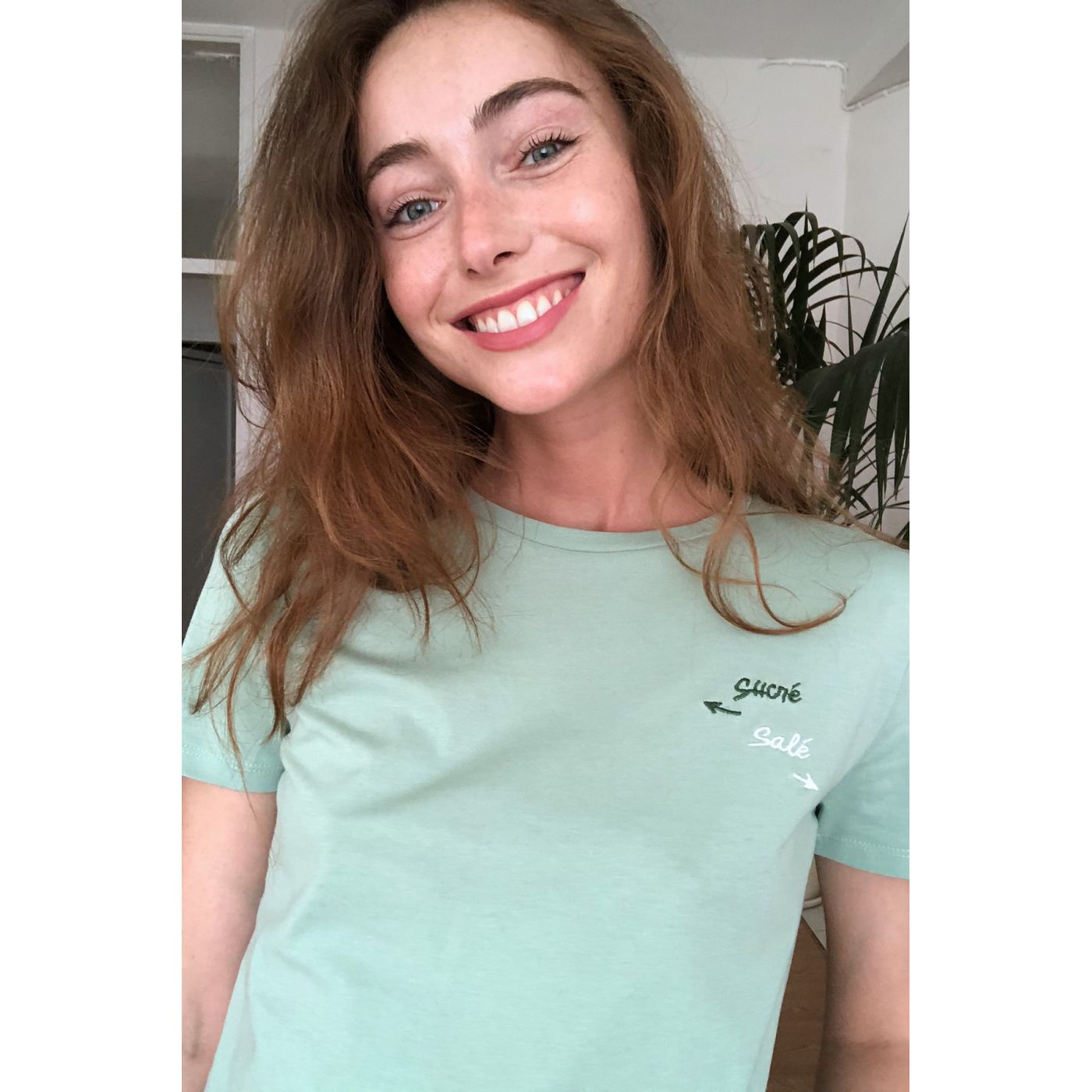 Trendyol Mint Embroidered Crop Knitted T-Shirt