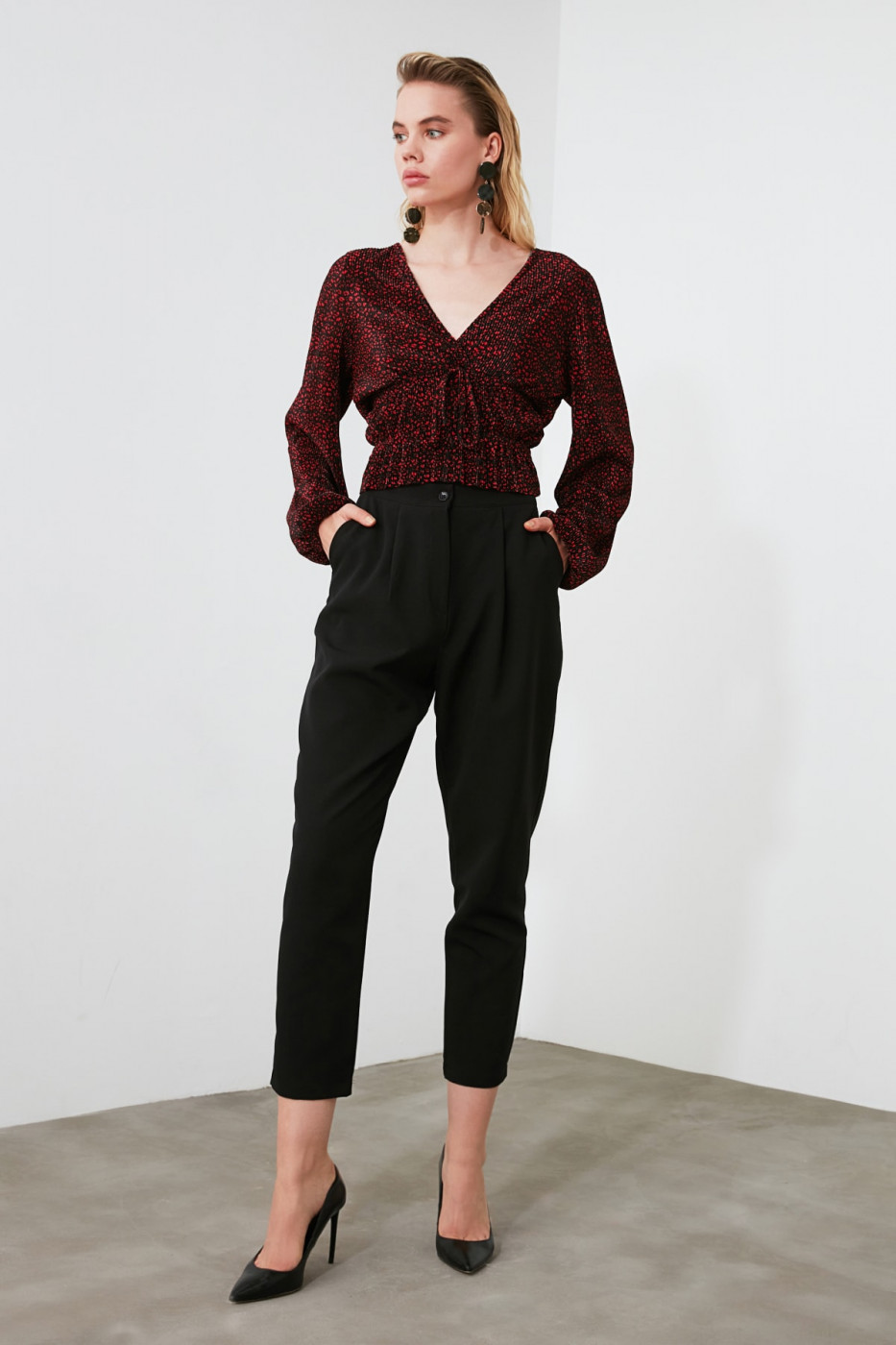 Trendyol Black Pile Carrot Pants