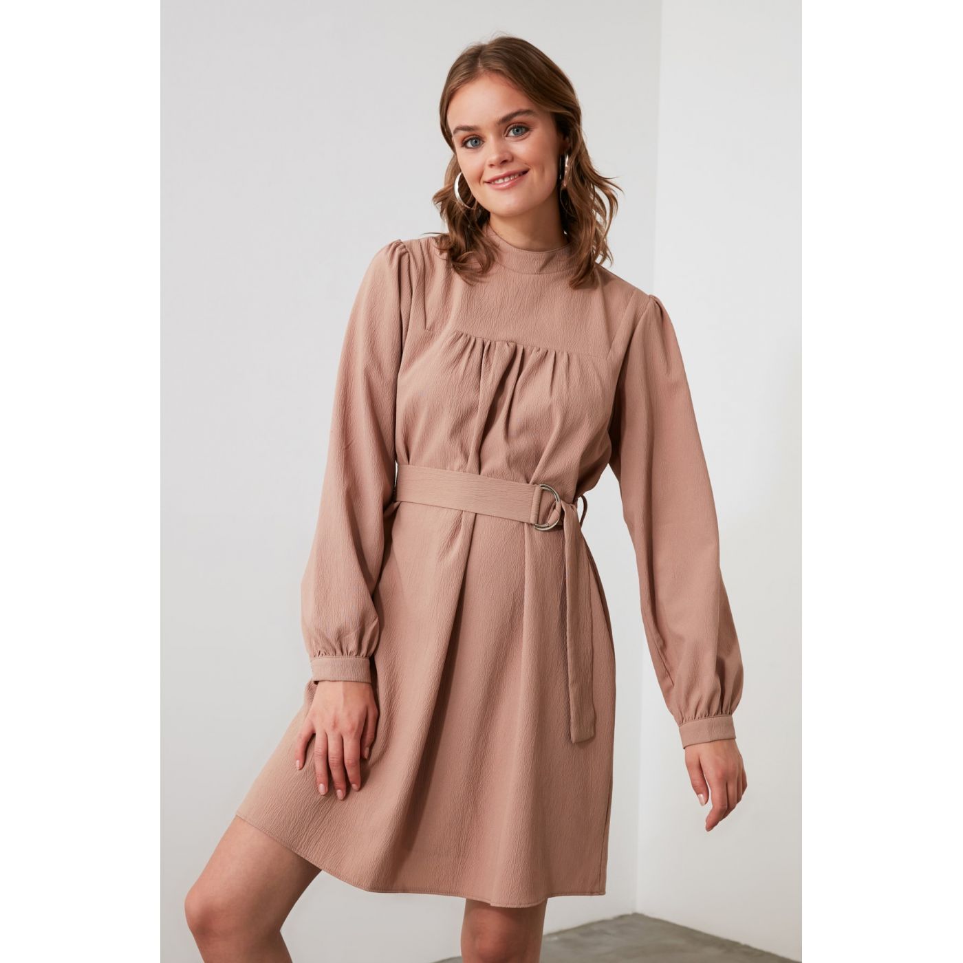 Trendyol Beige Belt Dress