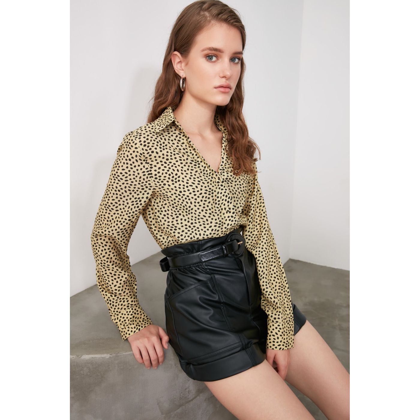 Trendyol Camel Straight Cut Shirt