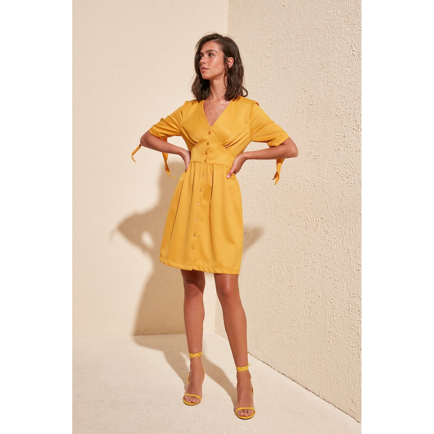 Trendyol Mustard Shirt Dress