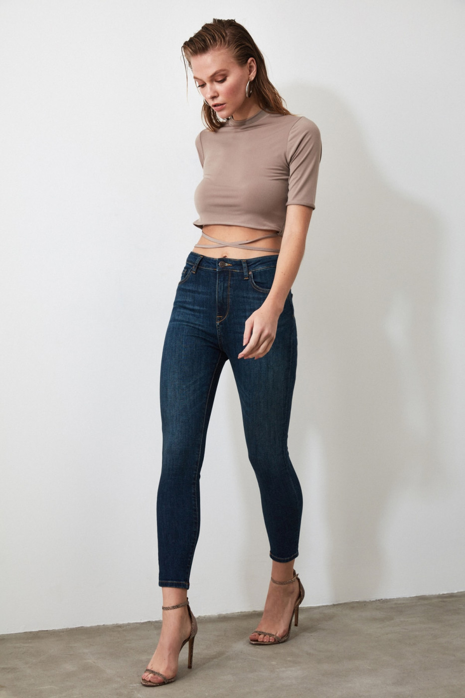 Trendyol Navy WashHigh Waist Skinny Jeans