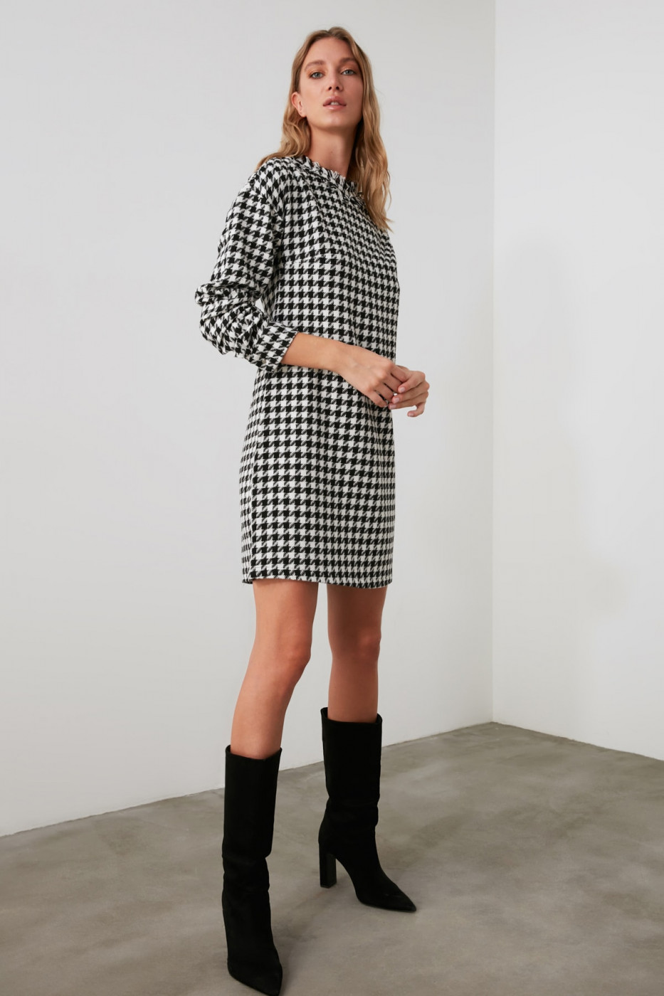 Trendyol Black Sheer Neckline Dress