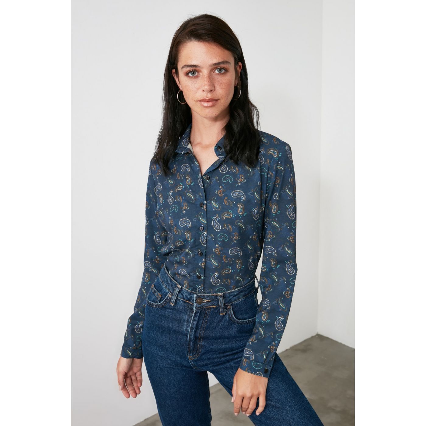Trendyol Navy Printed Shirt
