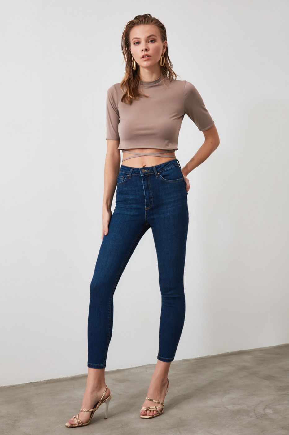 Trendyol Navy High Waist Push Up Skinny Jeans