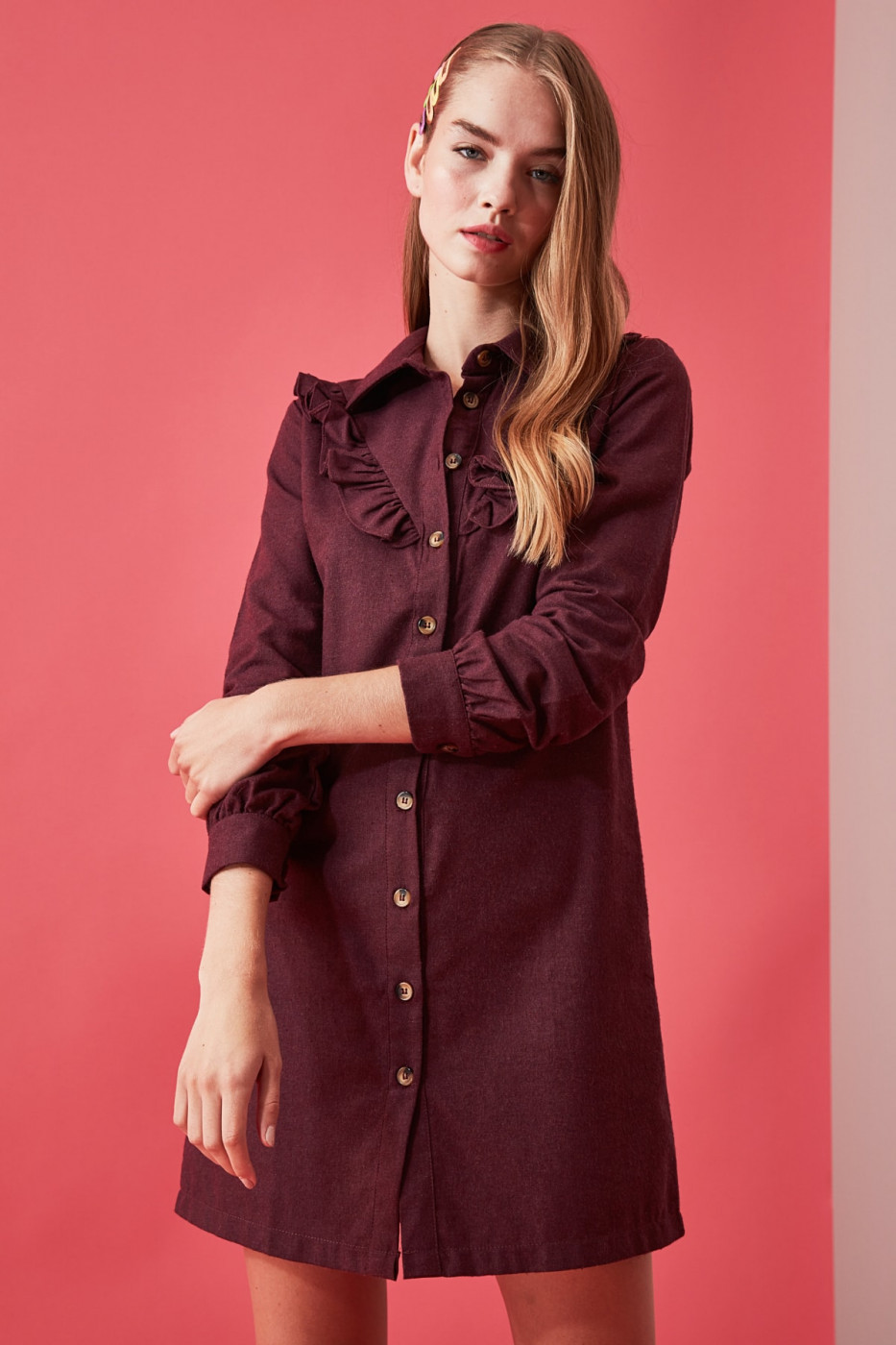 Trendyol Burgundy Frilldress