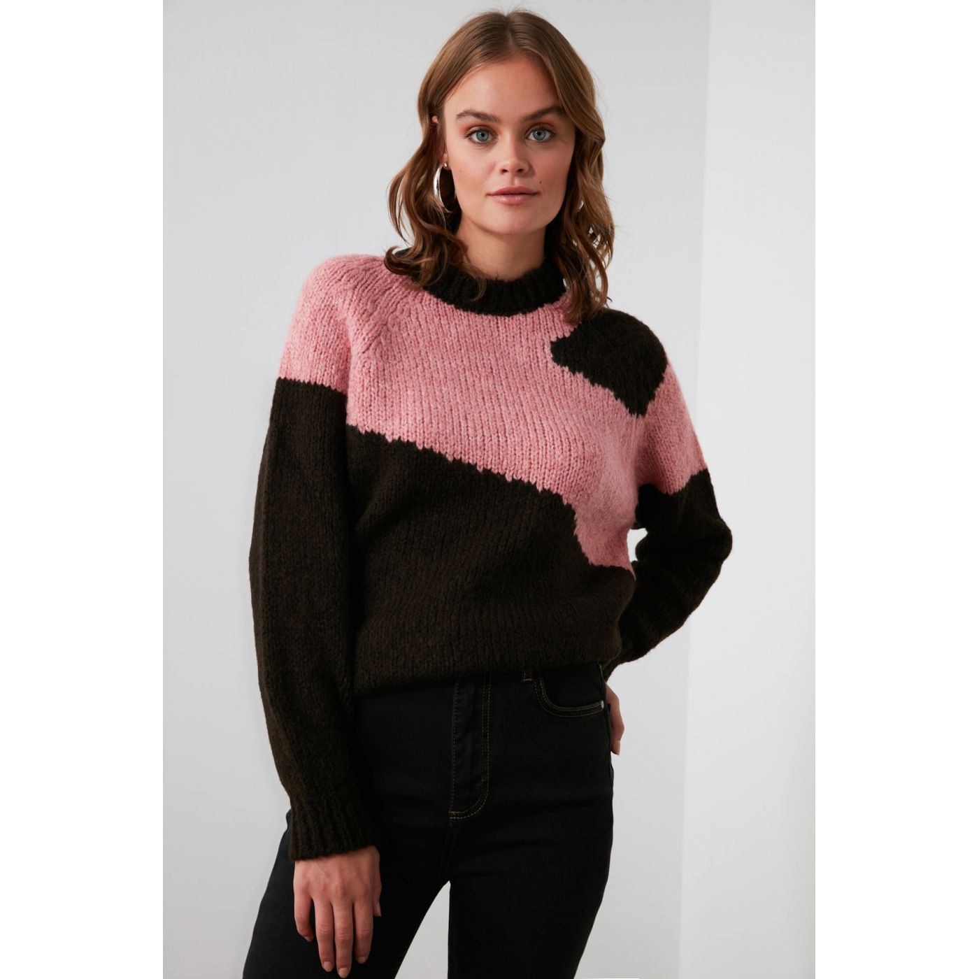 Trendyol Brown Jacquard Knitwear Sweater