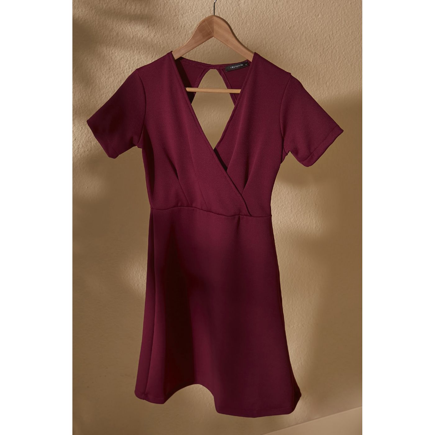 Trendyol Purple Cruise Neck Line Back Detailed Knitting Dress