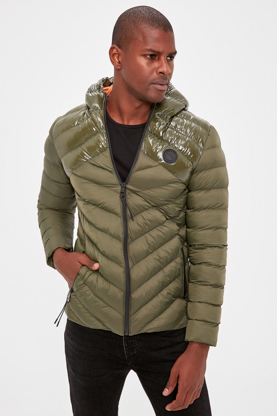 Trendyol Khaki Men's Hooded Pockets Front Zipper Mont