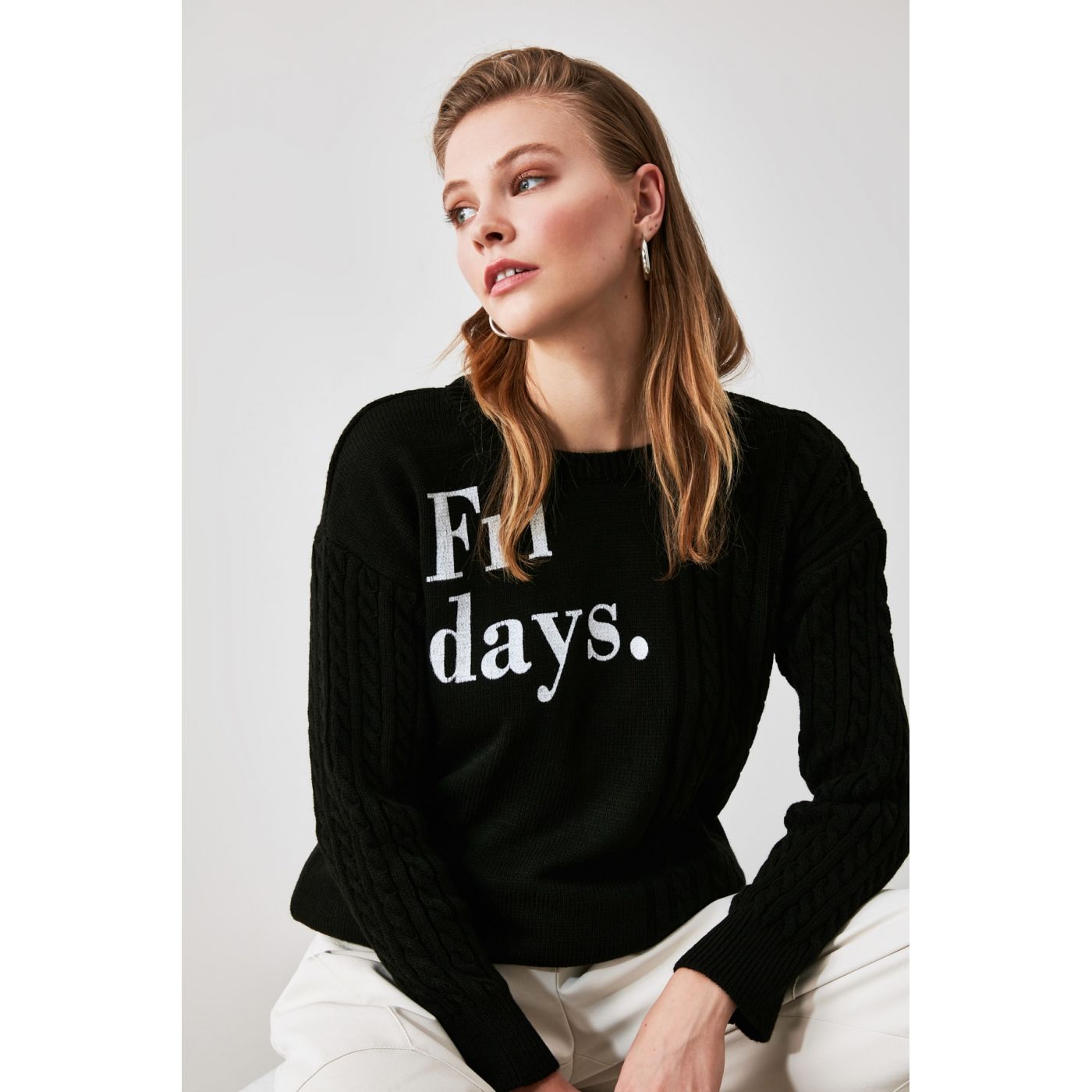 Trendyol Black Fridays Written Knitwear Sweater