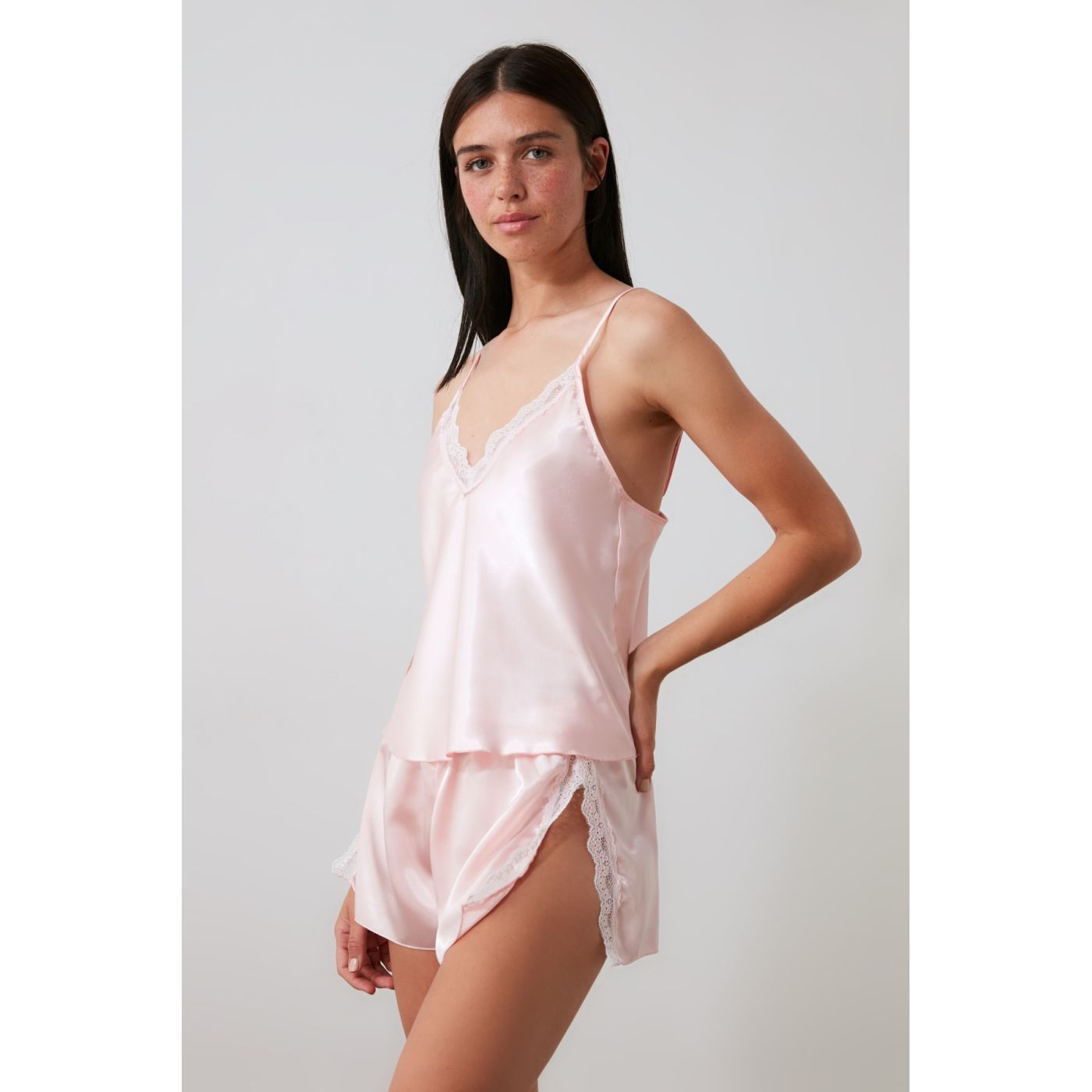 Trendyol Powder Strap Satin Pajama Set
