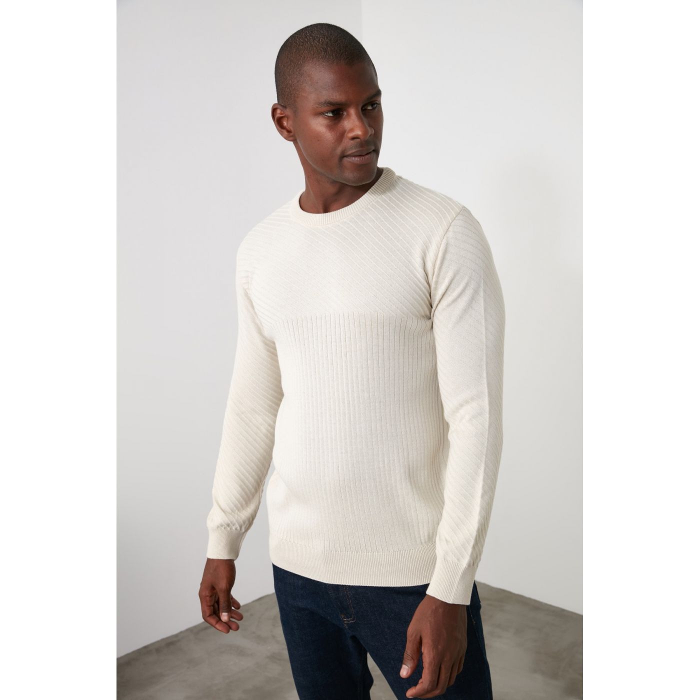 Trendyol Beige Male Sweater