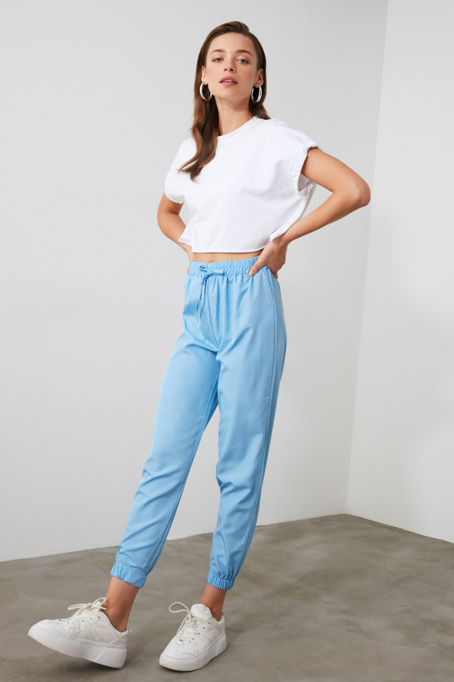 Trendyol Blue Parachute Fabric Knitted Tracksuit bottom