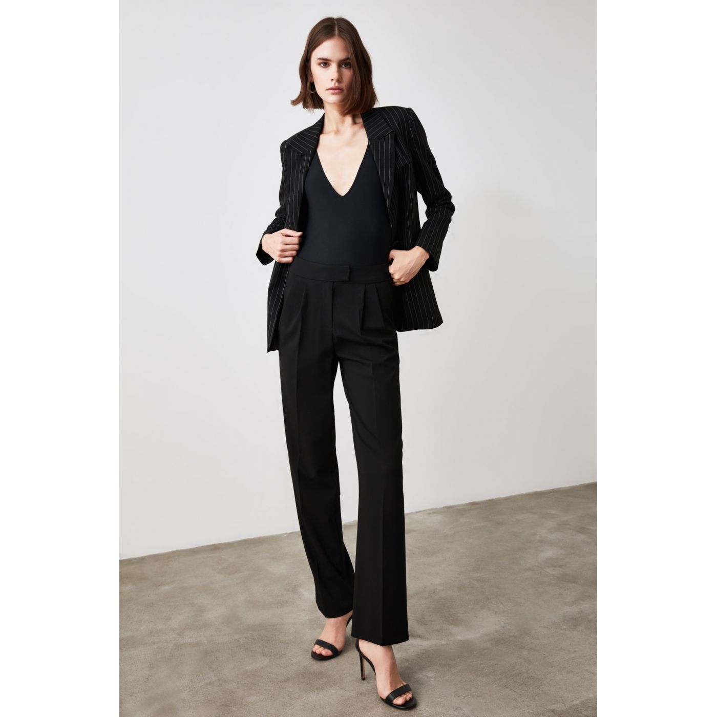 Trendyol Black Wide Hem Trousers