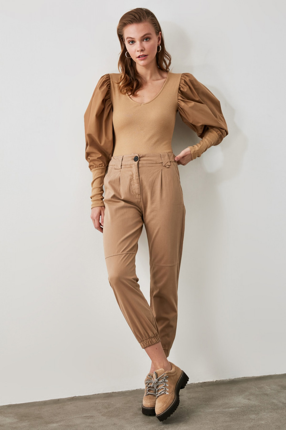 Trendyol Taba High Waist Jogger Jeans
