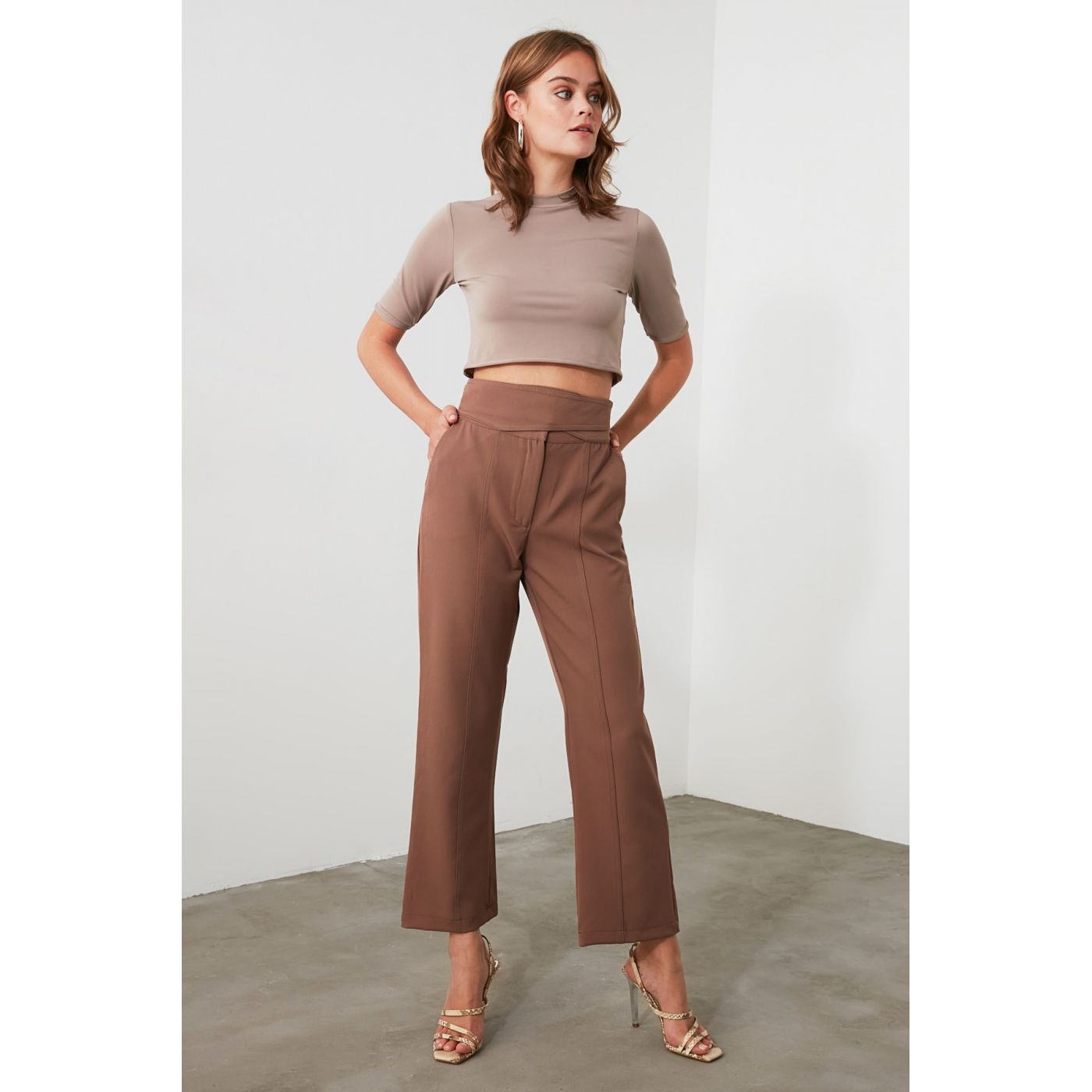Trendyol Brown High Waist Pants