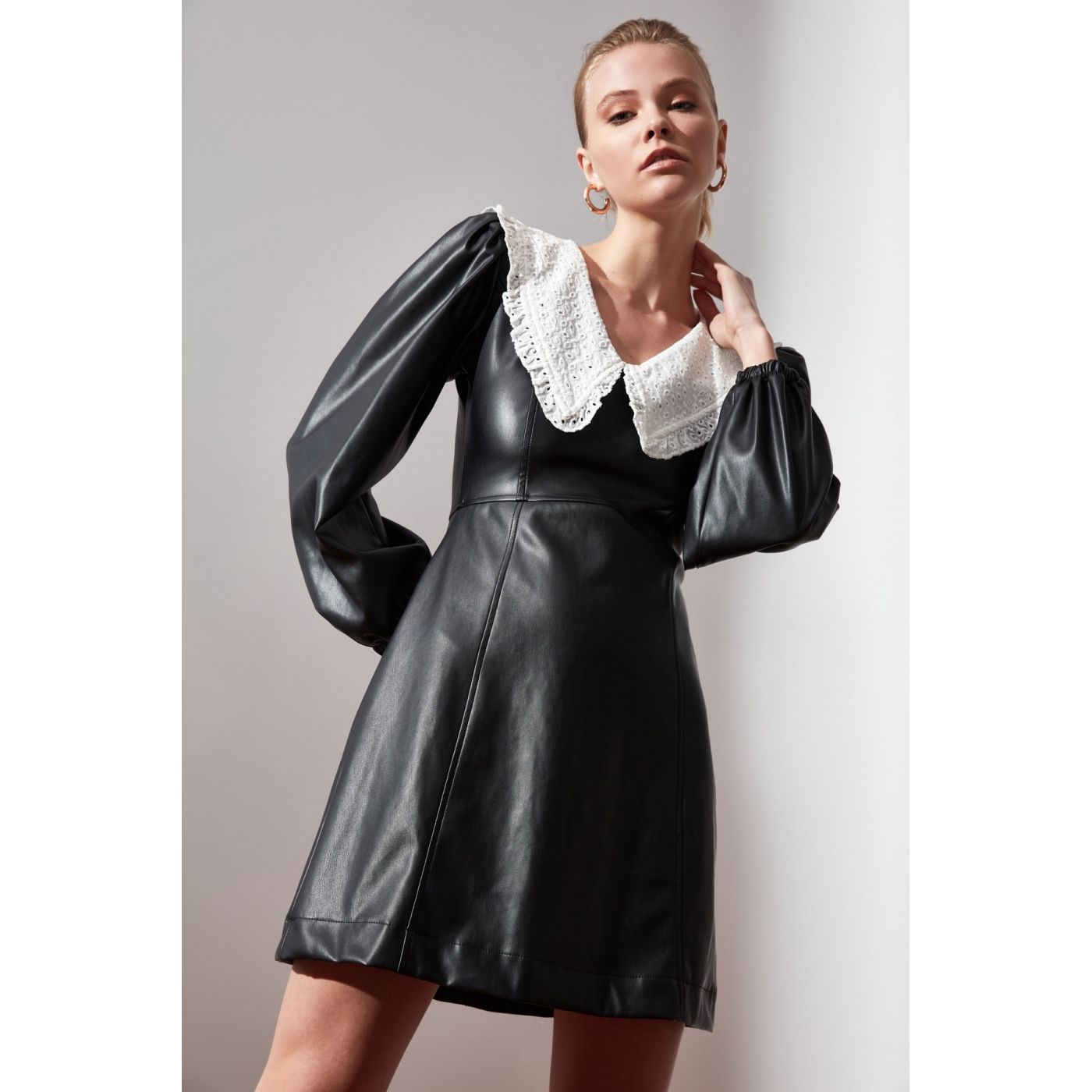 Trendyol Black Fdial Neckline Detailing Dress