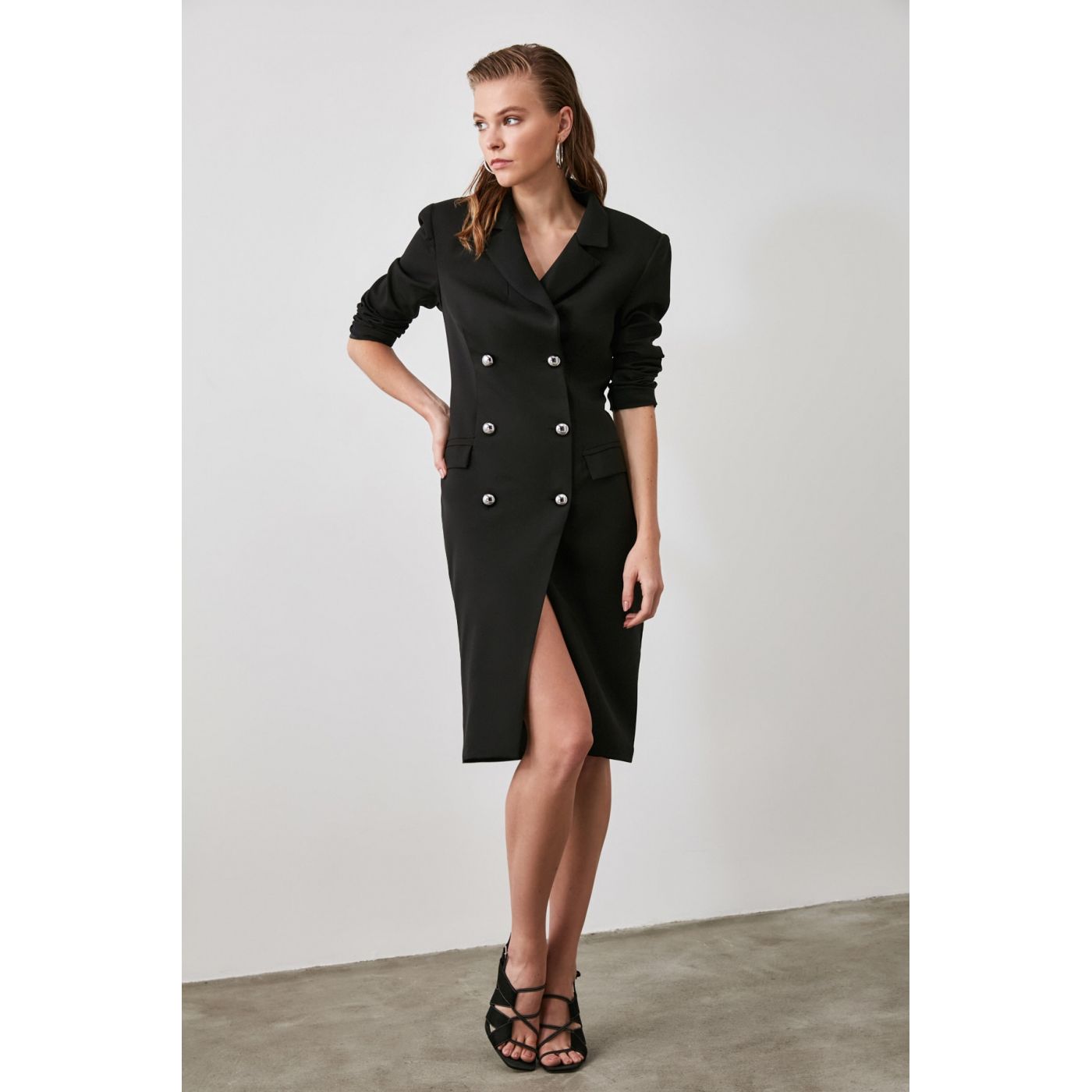 Trendyol Black Button Ed- Jacket Dress