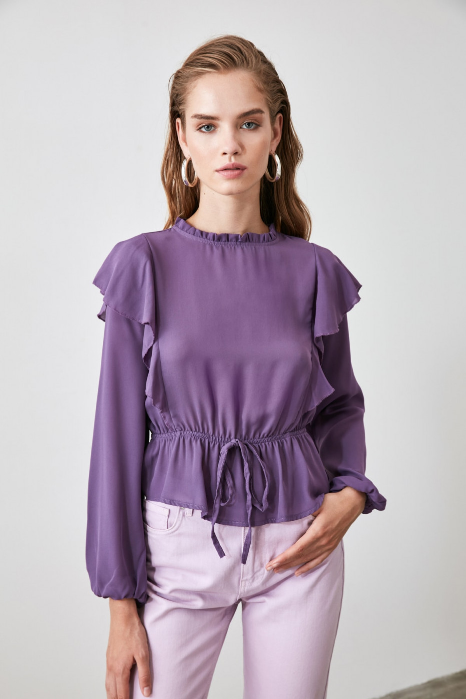 Trendyol Purple Gathered Blouse