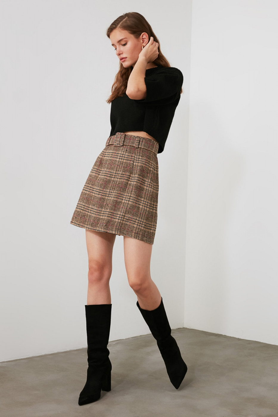 Trendyol Brown Belt Skirt