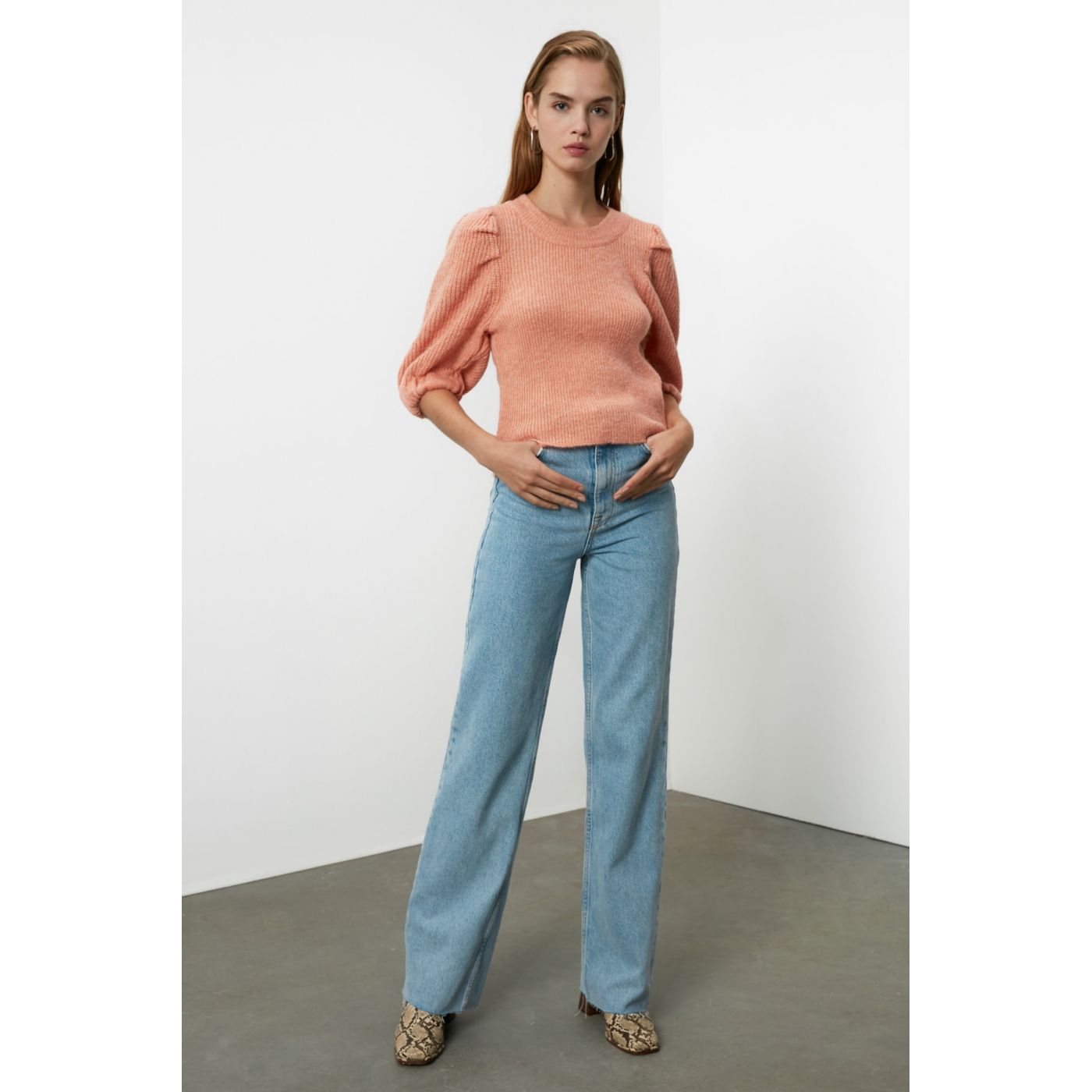 Trendyol Tile Balloon Sleeve Knitwear Sweater