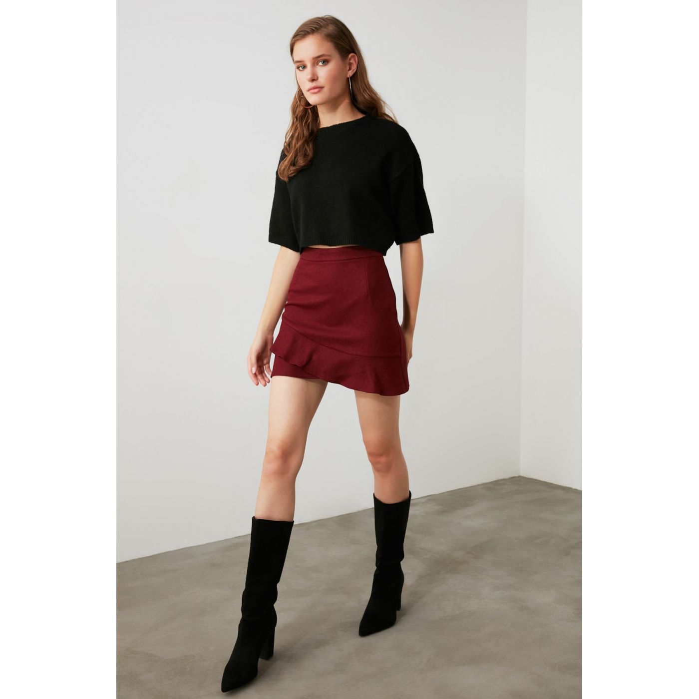 Trendyol Burgundy Ruffle Skirt