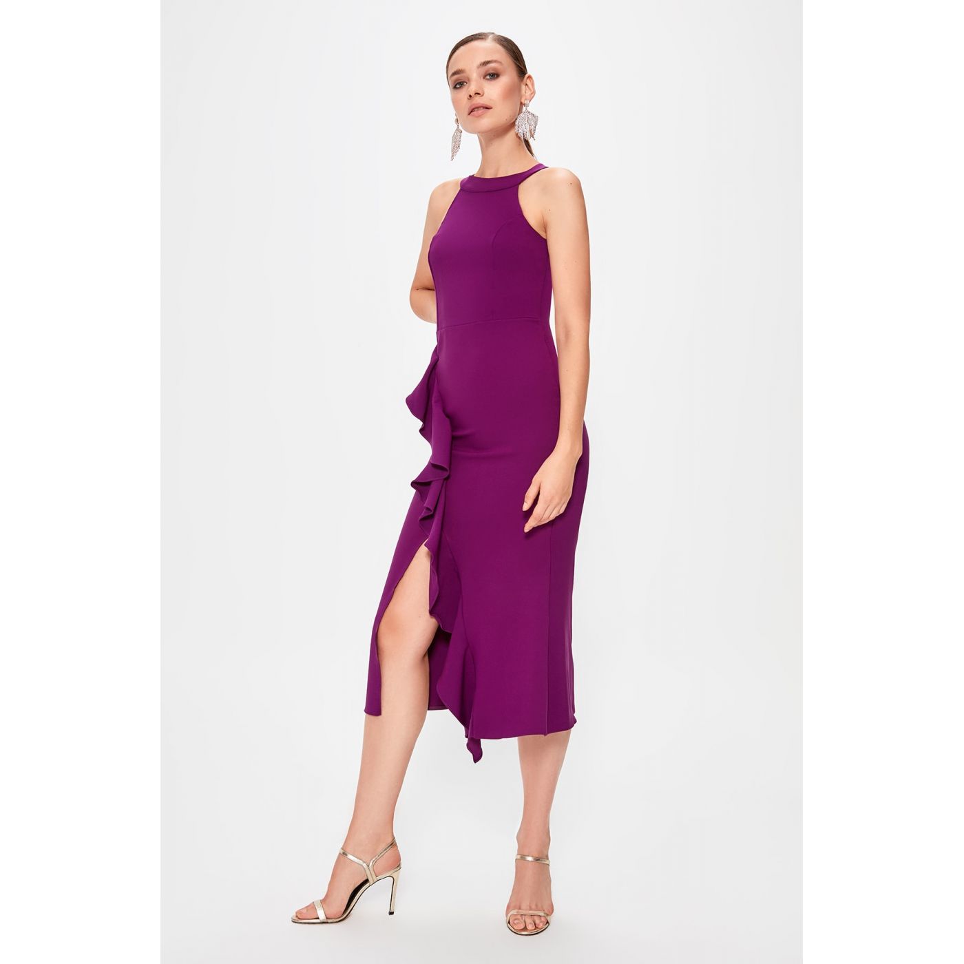 Trendyol Violet Flywheel Detailed Dress