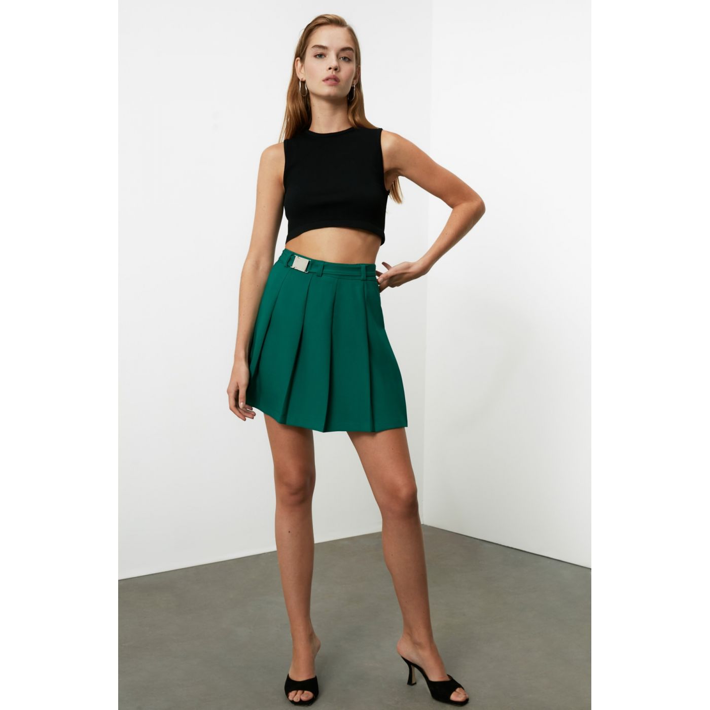 Trendyol Green Pleated Skirt