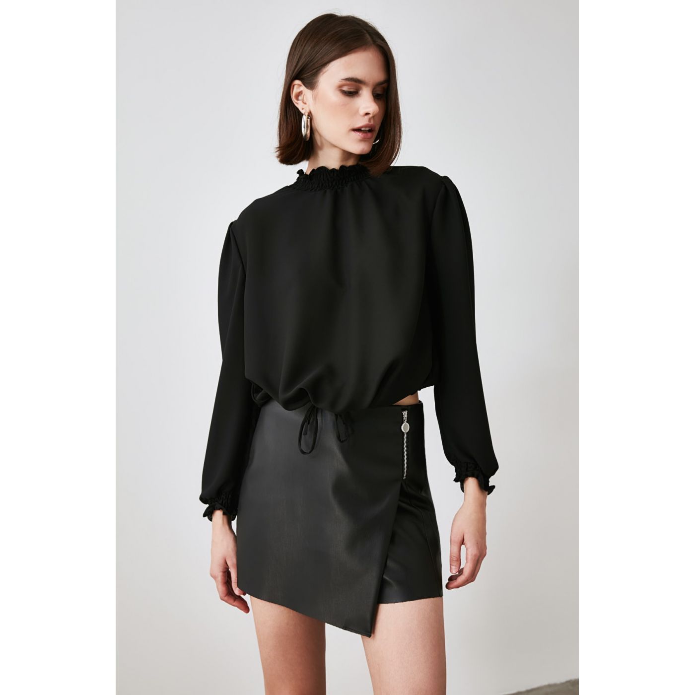 Trendyol Black Upright Collar Blouse