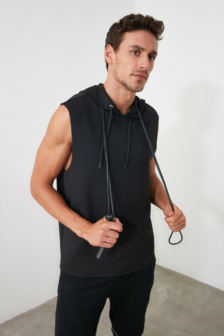 Trendyol Black Men Hooded Sports Athlete