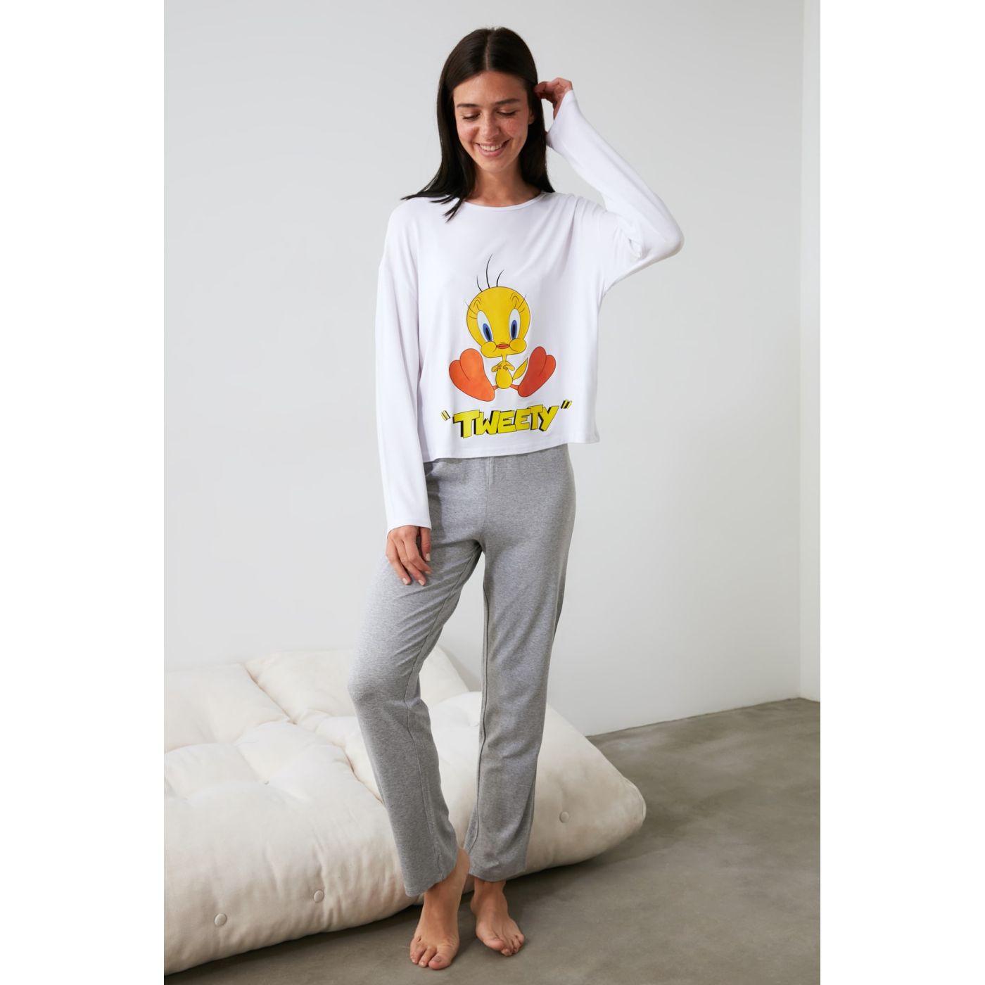 Trendyol Tweety Printed Knitted Pajama Set