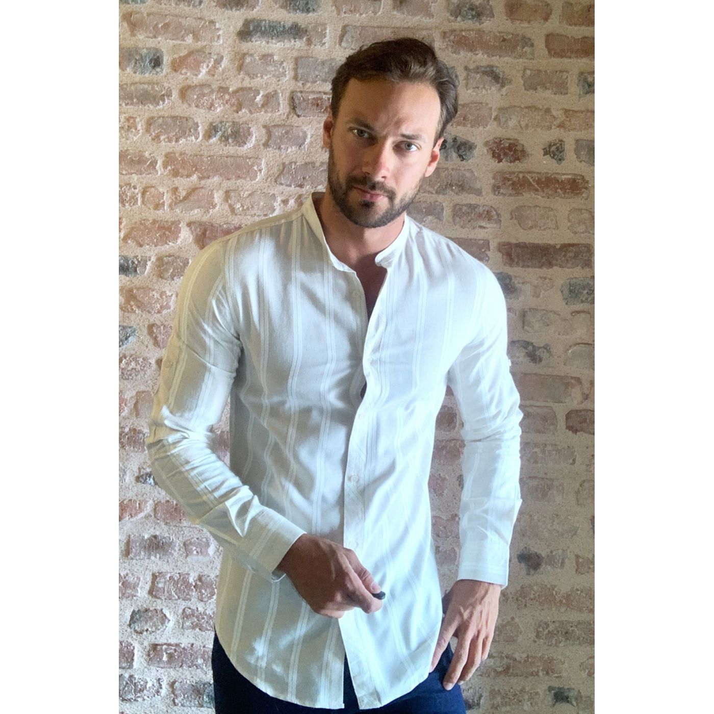 Trendyol Ekru Male Judge Collar Slim Fit Shirt