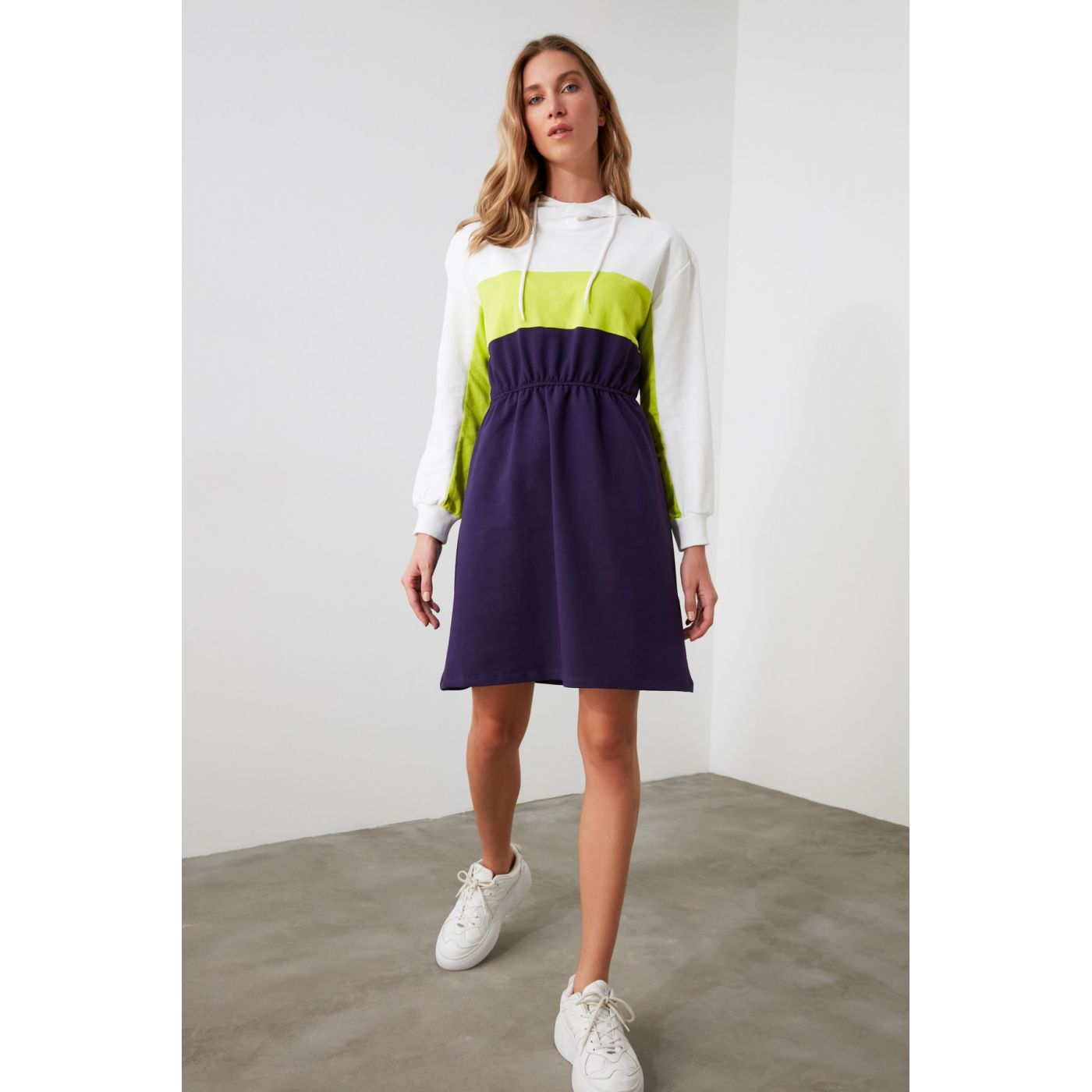 Trendyol Purple Blocked Knitted Dress