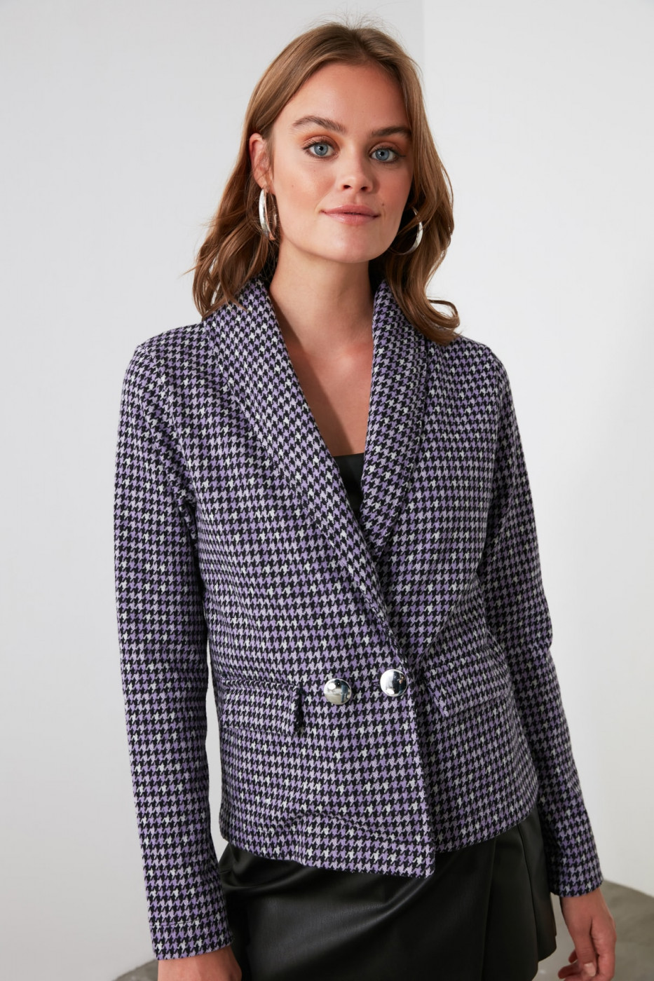 Trendyol Multicolored Button Detailed Weave Coat with Heliy Pattern